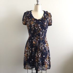 Short Sleeve Ruffle Floral Dress